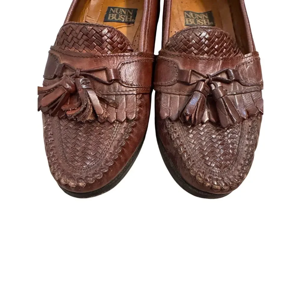 Vintage Nunn Bush Men's Genuine Leather Slip On Dress Shoes Brown Size 8N